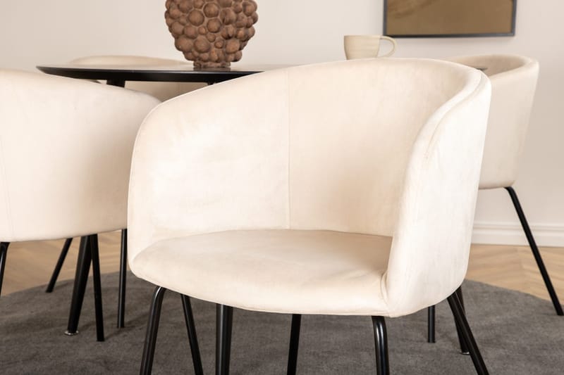 Rund matgrupp Venture Home Beige Svart 4st - Møbler - Bord - Spisegruppe