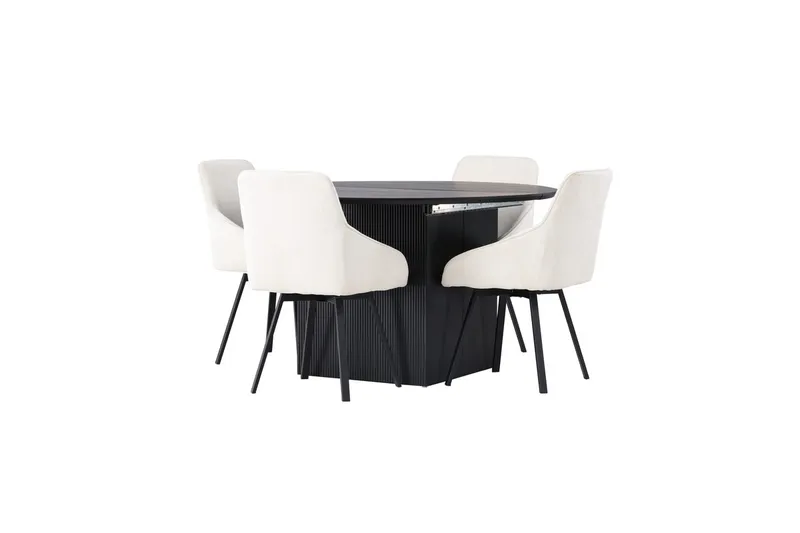 Rund matgrupp Venture Home Beige Svart 4st - Møbler - Bord - Spisegruppe