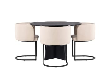 Rund matgrupp Venture Home Beige Svart 4st - Møbler - Bord - Spisegruppe