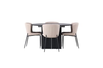Rund matgrupp Venture Home Beige Svart 4st - Møbler - Bord - Spisegruppe