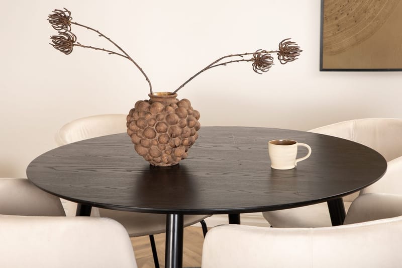 Rund matgrupp Venture Home Beige Svart 4st - Møbler - Bord - Spisegruppe