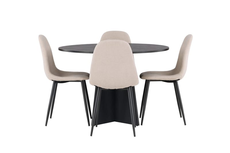 Rund matgrupp Venture Home Beige Svart 4st - Møbler - Bord - Spisegruppe