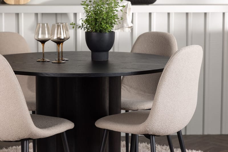 Rund matgrupp Venture Home Beige Svart 4st - Møbler - Bord - Spisegruppe