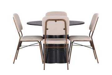 Rund matgrupp Venture Home Beige Svart 4st - Møbler - Bord - Spisegruppe