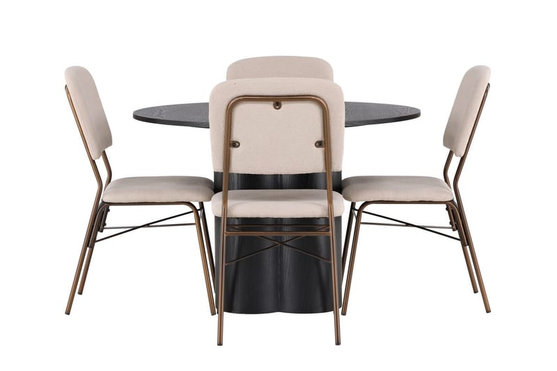 Rund matgrupp Venture Home Beige Svart 4st - Møbler - Bord - Spisegruppe