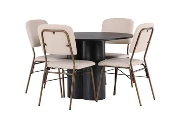 Rund matgrupp Venture Home Beige Svart 4st - Møbler - Bord - Spisegruppe