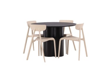 Rund matgrupp Venture Home Beige Svart 4st - Møbler - Bord - Spisegruppe