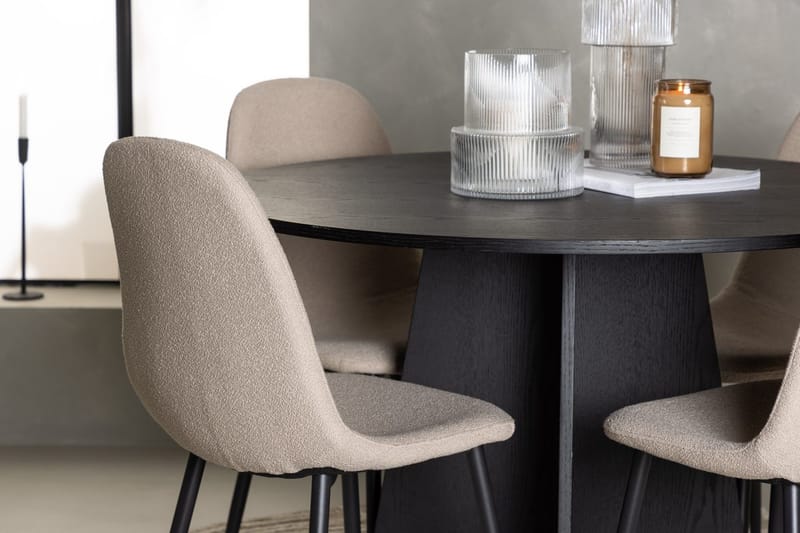 Rund matgrupp Venture Home Beige Svart 4st - Møbler - Bord - Spisegruppe