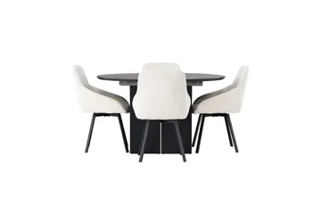 Rund matgrupp Venture Home Beige Svart 4st - Møbler - Bord - Spisegruppe