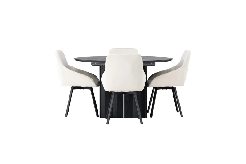 Rund matgrupp Venture Home Beige Svart 4st - Møbler - Bord - Spisegruppe