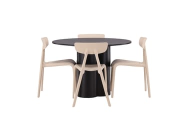 Rund matgrupp Venture Home Beige Svart 4st - Møbler - Bord - Spisegruppe