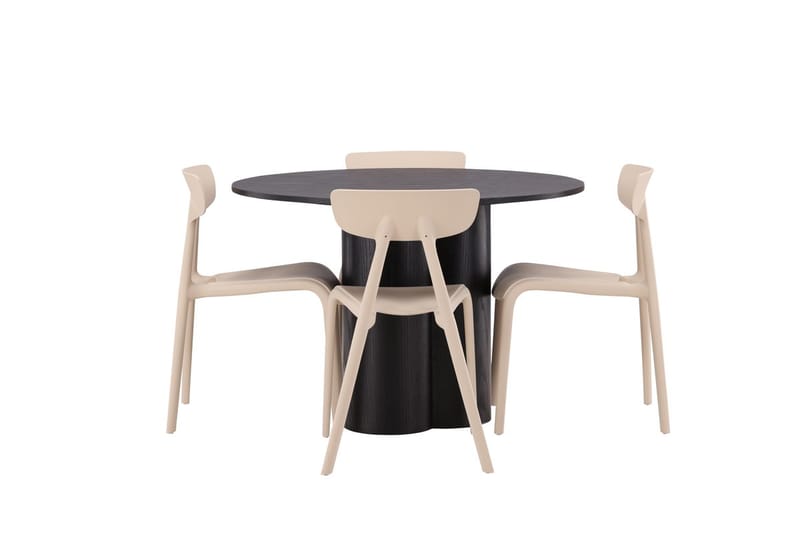 Rund matgrupp Venture Home Beige Svart 4st - Møbler - Bord - Spisegruppe