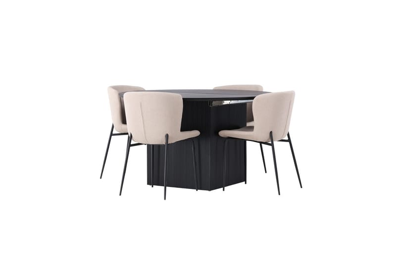 Rund matgrupp Venture Home Beige Svart 4st - Møbler - Bord - Spisegruppe
