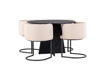 Rund matgrupp Venture Home Beige Svart 4st - Møbler - Bord - Spisegruppe