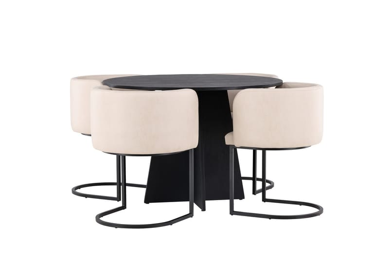 Rund matgrupp Venture Home Beige Svart 4st - Møbler - Bord - Spisegruppe