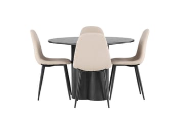 Rund matgrupp Venture Home Beige Svart 4st - Møbler - Bord - Spisegruppe