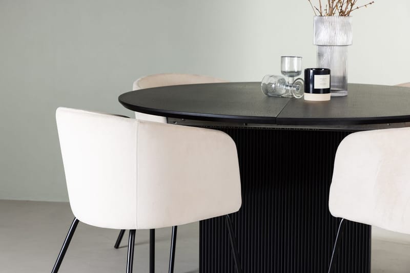 Rund matgrupp Venture Home Beige Svart 4st - Møbler - Bord - Spisegruppe