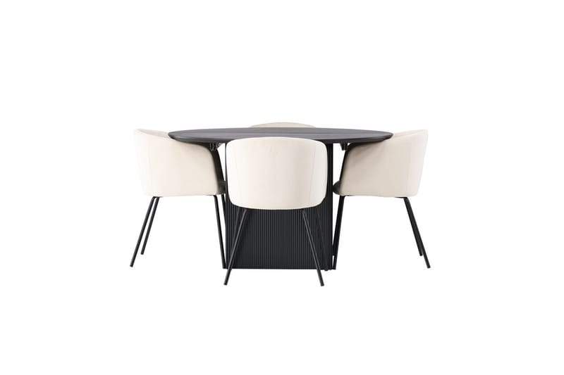 Rund matgrupp Venture Home Beige Svart 4st - Møbler - Bord - Spisegruppe