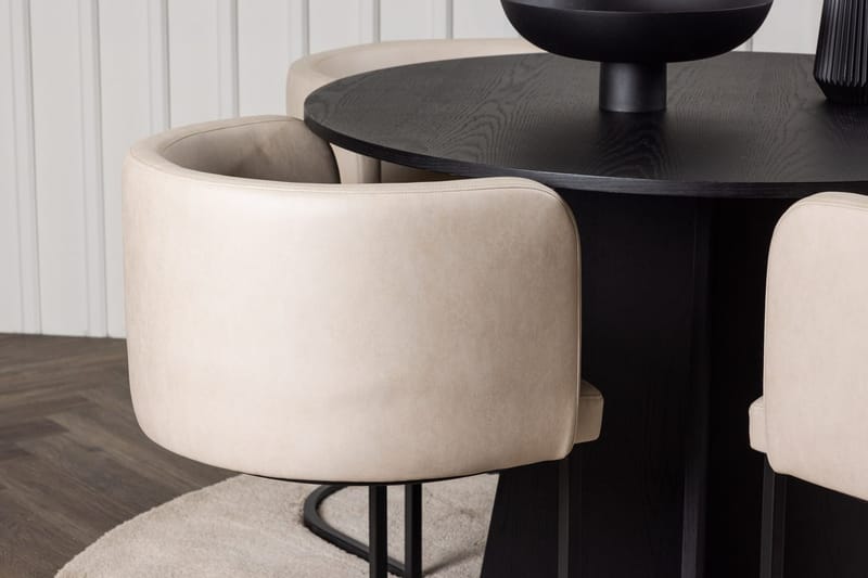 Rund matgrupp Venture Home Beige Svart 4st - Møbler - Bord - Spisegruppe