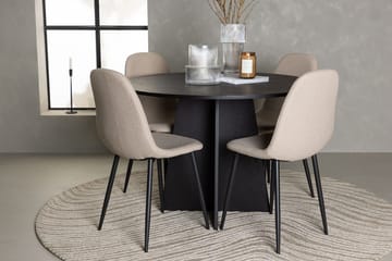 Rund matgrupp Venture Home Beige Svart 4st - Møbler - Bord - Spisegruppe