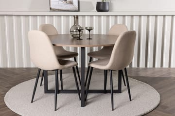 Rund matgrupp Venture Home Beige Valnöt 4st - Møbler - Bord - Spisegruppe