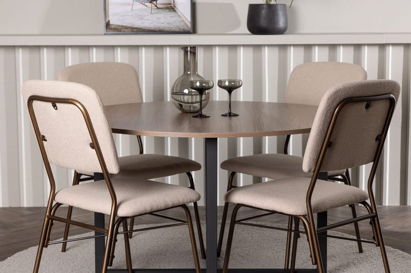 Rund matgrupp Venture Home Beige Valnöt 4st - Møbler - Bord - Spisegruppe