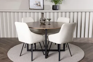 Rund matgrupp Venture Home Beige Valnöt 4st - Møbler - Bord - Spisegruppe