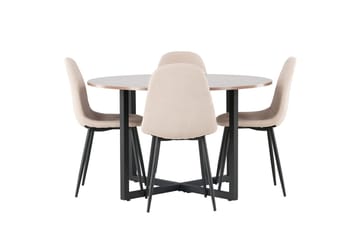 Rund matgrupp Venture Home Beige Valnöt 4st - Møbler - Bord - Spisegruppe