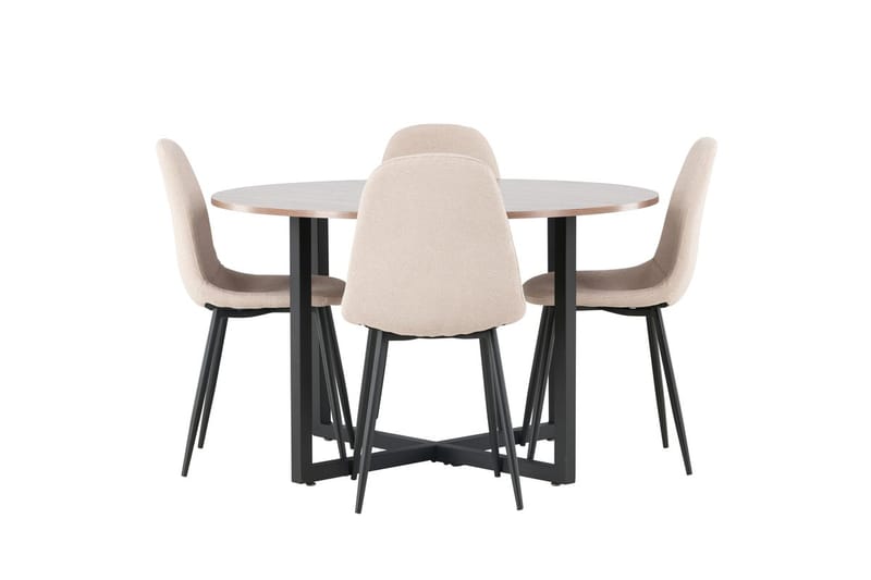 Rund matgrupp Venture Home Beige Valnöt 4st - Møbler - Bord - Spisegruppe
