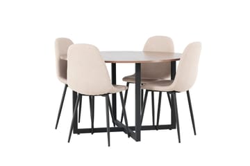 Rund matgrupp Venture Home Beige Valnöt 4st - Møbler - Bord - Spisegruppe