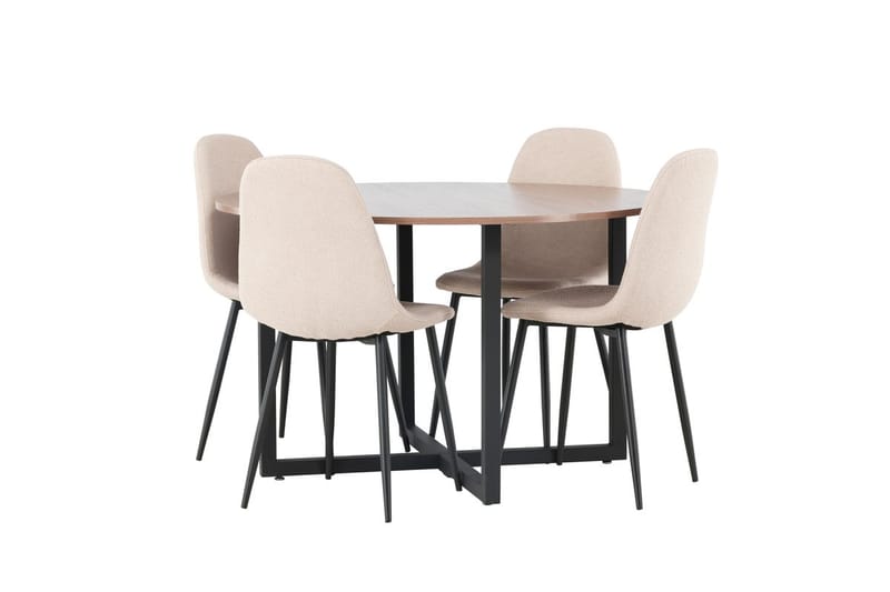 Rund matgrupp Venture Home Beige Valnöt 4st - Møbler - Bord - Spisegruppe
