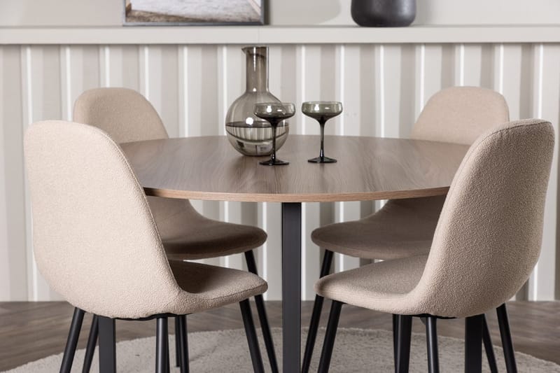 Rund matgrupp Venture Home Beige Valnöt 4st - Møbler - Bord - Spisegruppe