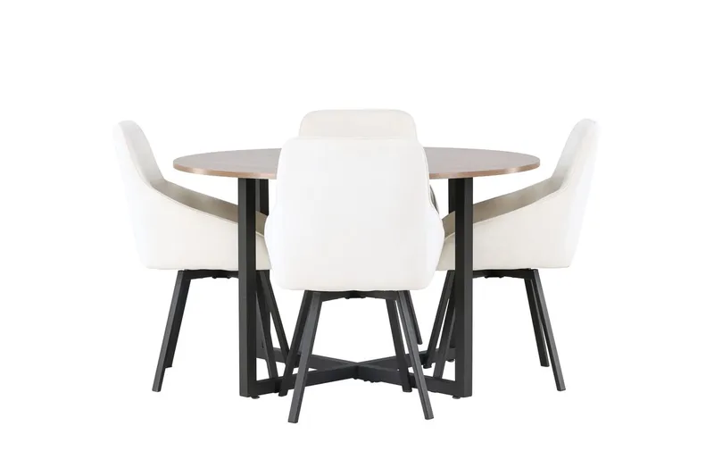 Rund matgrupp Venture Home Beige Valnöt 4st - Møbler - Bord - Spisegruppe