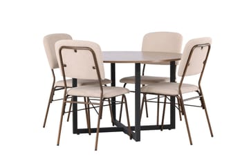 Rund matgrupp Venture Home Beige Valnöt 4st - Møbler - Bord - Spisegruppe