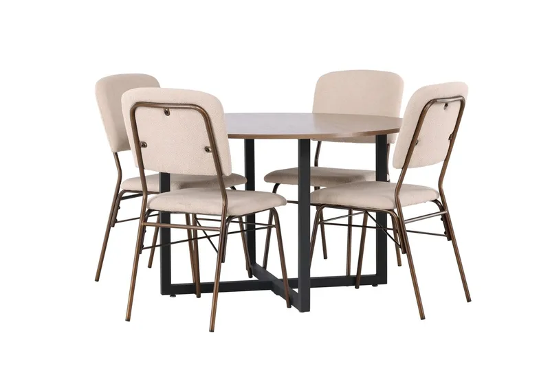 Rund matgrupp Venture Home Beige Valnöt 4st - Møbler - Bord - Spisegruppe