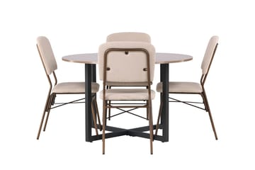 Rund matgrupp Venture Home Beige Valnöt 4st - Møbler - Bord - Spisegruppe