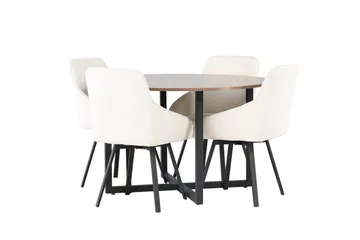 Rund matgrupp Venture Home Beige Valnöt 4st - Møbler - Bord - Spisegruppe