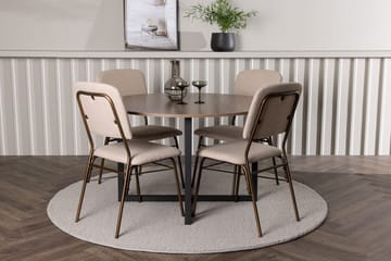 Rund matgrupp Venture Home Beige Valnöt 4st - Møbler - Bord - Spisegruppe