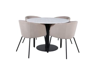 Rund matgrupp Venture Home Beige Vit 4st - Møbler - Bord - Spisegruppe