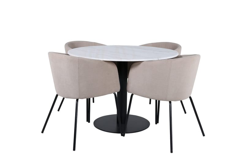 Rund matgrupp Venture Home Beige Vit 4st - Møbler - Bord - Spisegruppe
