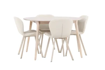 Rund matgrupp Venture Home Beige Vitputsad 4st - Møbler - Bord - Spisegruppe