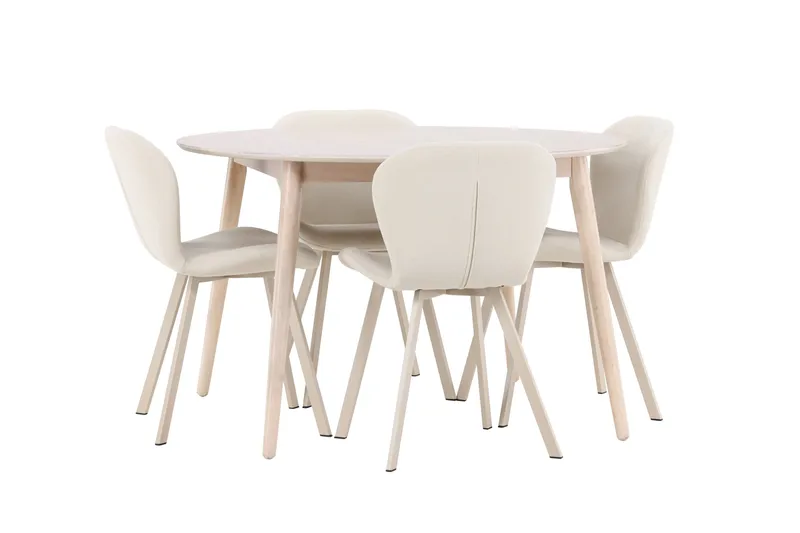 Rund matgrupp Venture Home Beige Vitputsad 4st - Møbler - Bord - Spisegruppe