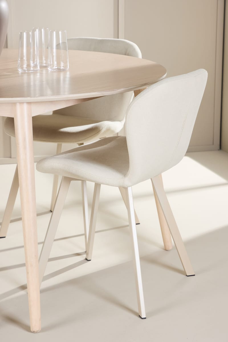 Rund matgrupp Venture Home Beige Vitputsad 4st - Møbler - Bord - Spisegruppe