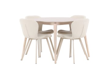 Rund matgrupp Venture Home Beige Vitputsad 4st - Møbler - Bord - Spisegruppe