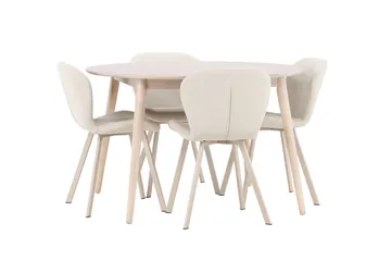 Rund matgrupp Venture Home Beige Vitputsad 4st - Møbler - Bord - Spisegruppe