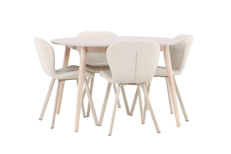 Rund matgrupp Venture Home Beige Vitputsad 4st - Møbler - Bord - Spisegruppe