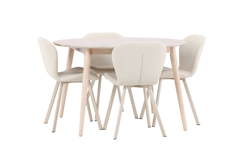 Rund matgrupp Venture Home Beige Vitputsad 4st - Møbler - Bord - Spisegruppe