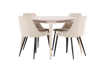 Rund matgrupp Venture Home Beige Vitputsad 4st - Møbler - Bord - Spisegruppe