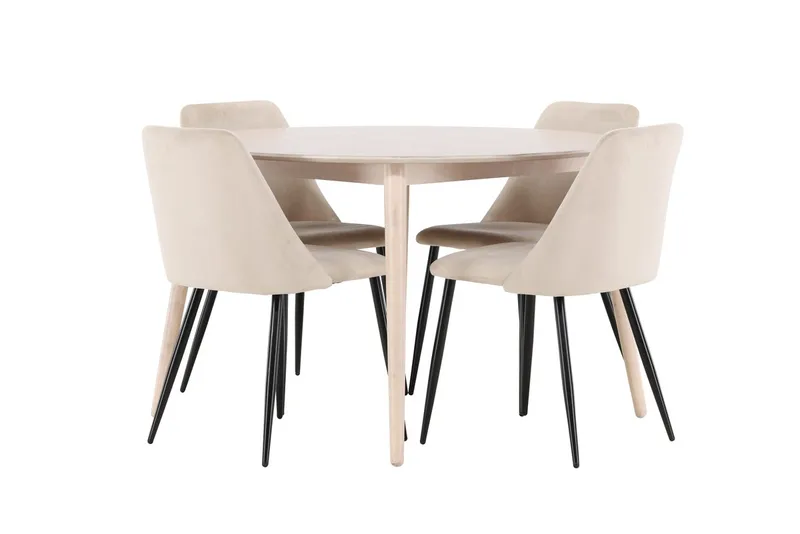 Rund matgrupp Venture Home Beige Vitputsad 4st - Møbler - Bord - Spisegruppe