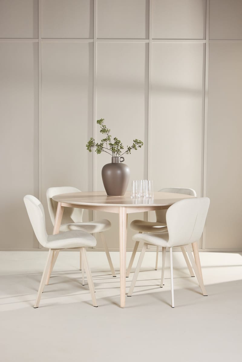 Rund matgrupp Venture Home Beige Vitputsad 4st - Møbler - Bord - Spisegruppe